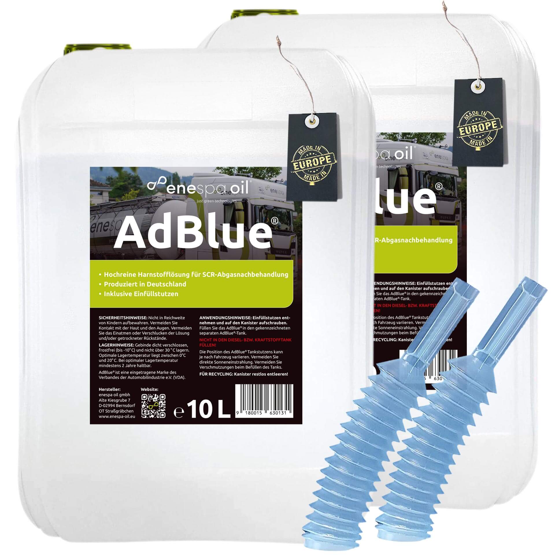 enespa AdBlue® 2x 10 Liter Kanister mit Flex-Ausgießer
