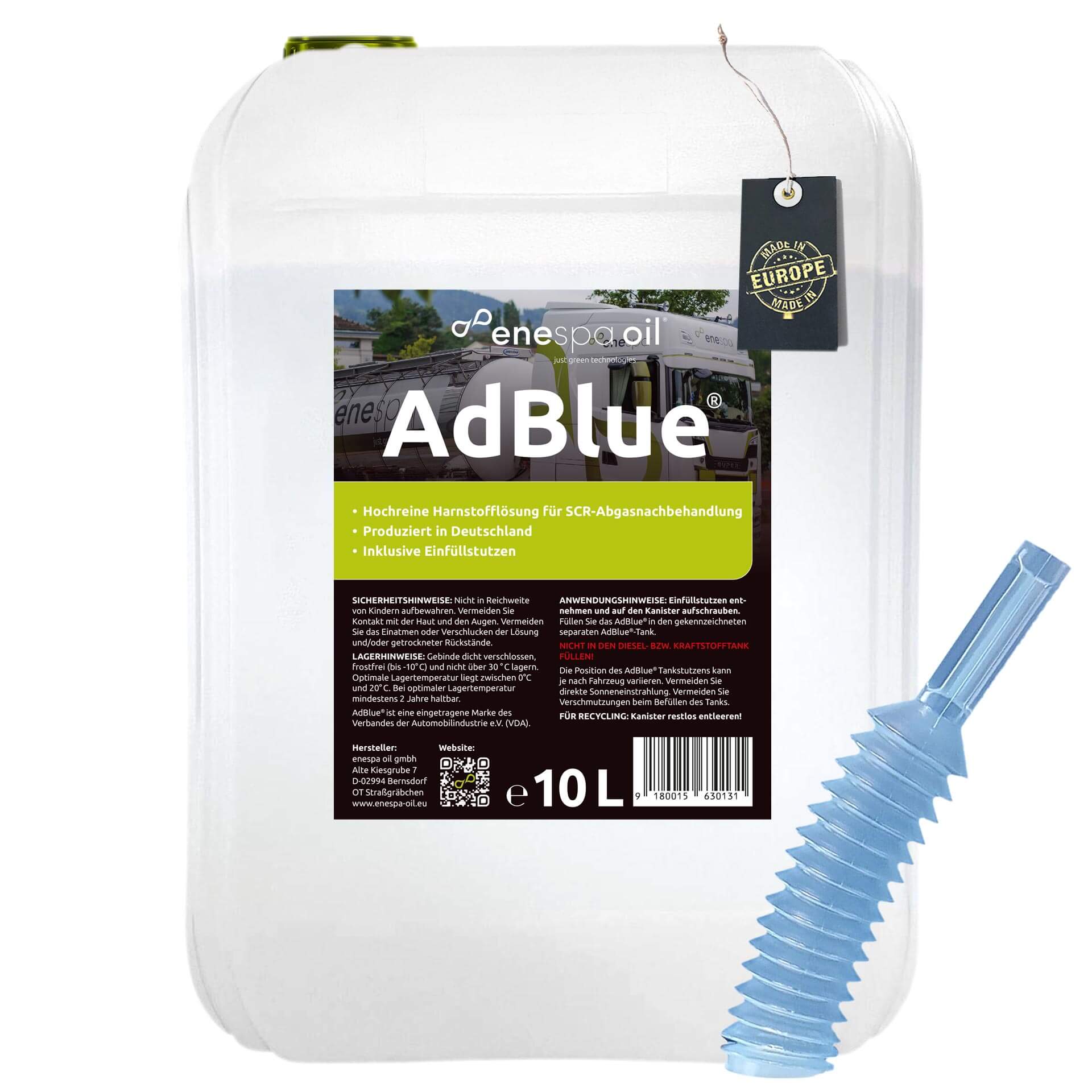 enespa AdBlue® 1x 10 Liter Kanister mit Flex-Ausgießer
